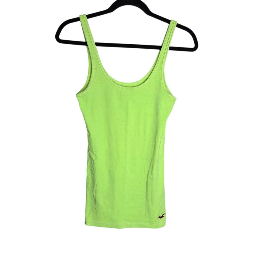 Vtg‎ Hollister Womens So Cal Stretch Y2K Tank Size M Neon Green Preppy Bias Slim
